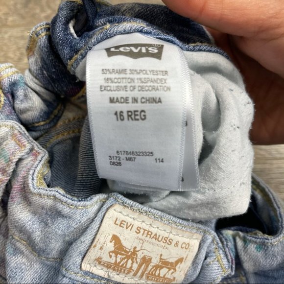 LEVI'S Light Wash Flower Print Girl Shorts Size 16 - Picture 5 of 7